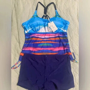 JASAMBAC XXL Strappy Tankini Swimsuit Boy Shorts Bathing Suits Two Piece New